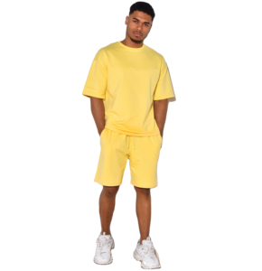 Conjunto de pantalones cortos de verano Unisex con diseño de logotipo personalizado para hombre más vendido, camiseta de gran tamaño informal transpirable de algodón 100% - Product Image 1