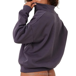 Pull-over sport unisexe à col zippé, en molleton Spandex/Polyester, coupe classique, brodé et perlé, collection Printemps, vente en gros OEM de haute qualité - Product Image 6