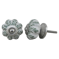 Poignées de meubles en céramique contemporaines faites à la main, motif feuille fumée florale, pour portes d'armoires de cuisine, quincaillerie, tirants de tiroirs, lot en gros
