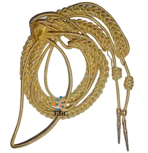 Nave Capitán Cabeza de cubierta Alambre francés Cordón de oro Aiguillettes Forma Cuerdas uniformes Hilo metálico con puntas de latón Suministro tejido a mano - Product Image 1