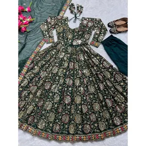 Ensemble de robe Anarkali pour femmes avec pantalon palazzo et dupatta - Product Image 3