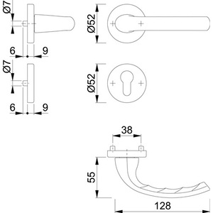 Juego de Rosetas de Aluminio Tky 1710 42KV/42KVS F1 Redondas PZ DIN Izquierda/Derecha D/D HOPPE - Product Image 4