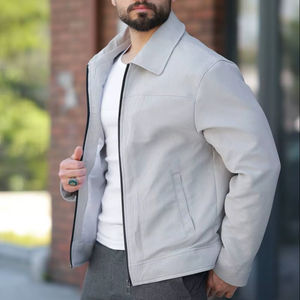 Abrigo Largo Impermeable con Cremallera para Hombre, Color Caqui, con Relleno de Plumón de Ganso Gris - Product Image 1