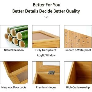 Caja de pan con ventana transparente Caja de pañuelos de bambú hecha a mano Decoración de mesa y hogar natural ecológica Venta al por mayor de Vietnam - Product Image 3