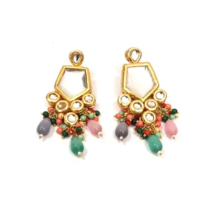 Ensemble collier et boucles d'oreilles Monalisa en laiton plaqué or 24 carats, alliage de zinc, style classique, serti de cristaux de strass, pour femmes - Product Image 5