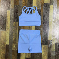 Conjunto de Leotardo de Ballet para Niñas, Conjunto de Top Corto con Tirantes y Pantalones Cortos para Gimnasia, Entrenamiento, Yoga, Deporte, Danza, Ropa de Actuación en Escenario