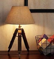 Lampe de table vintage CH sur trépied réglable, support en bois fait main, décoration d'intérieur, abat-jour non inclus, Art Déco, Fête des Mères, Noël