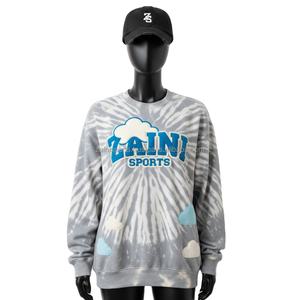 Sweat-shirt à capuche pour femme en molleton de coton 320GSM Tie Dye Gris Logo Chenille personnalisé Vêtements décontractés pour femme Sweat-shirts respirants - Product Image 1