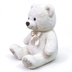 Oso de Peluche Blanco Único con Lazo de Satén, Juguete Suave Unisex - Product Image 2