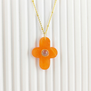 925 <b>Sterling</b> <b>Silver</b> Religious Necklace <b>Pendant</b> Carnelian <b>Cross</b> Slice Gemstone Peridot Birthstone Children's Brass Jewelry Gift - Product Image 4