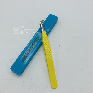 Pinzas de pestañas de acero sostenible japonesas de alta calidad personalizadas punta de fibra amarilla pestañas probadas a mano volumen profesional plástico - Product Image 3