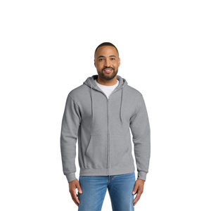 Wholesale Men Full Zipper <b>Hoodie</b> Soft Cotton Fleece Jacket Custom Logo Breathable 350g Plain <b>Grey</b> Color Sweatshirt for Autumn - Product Image 1