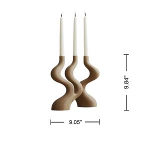 Candelero de madera hecho a mano con forma de Zig Zag para mesa de comedor, dormitorio y decoración contemporánea para sala de estar hecha a mano de La India - Product Image 3