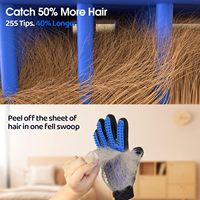 Gant de toilettage pour animaux avec 255 pointes en silicone pour chiens et chats, gant 2-en-1 pour éliminer les poils et masser, conception flexible à 5 doigts