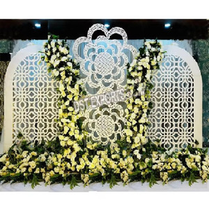 โครงเหล็กเวทีงานแต่งงานสุดพิเศษ ขายส่งแผงฉากหลังงานแต่งงานโลหะ ของตกแต่งงานแต่งงาน โครงเหล็กสไตล์ใบไม้ - Product Image 3