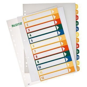 Leitz Extra Wide DIN <b>A4</b> Number Register Multicolor Polypropylene Multicolor Clips 1-12 LEITZ - Product Image 1