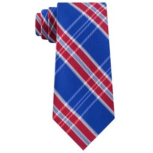 For Tommy for Hilfiger Men's Vincent Plaid <b>Tie</b> Luxury Floral Jacquard Design Custom Blue-Red Business/Formal/Party One Size Gift - Product Image 1