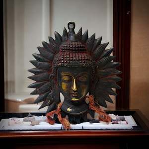 7 pollici in ottone buddista ciondolo Los Angeles rame bronzo statua appesa alla parete a Los Angeles - Product Image 2