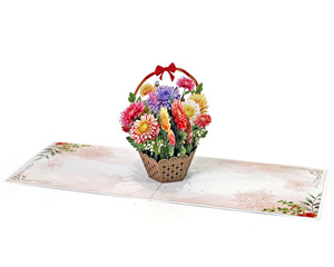 Tarjetas de Felicitación con Diseño 3D de Cesta de Flores de Papel Hecho a Mano, Regalo Empresarial - Product Image 4
