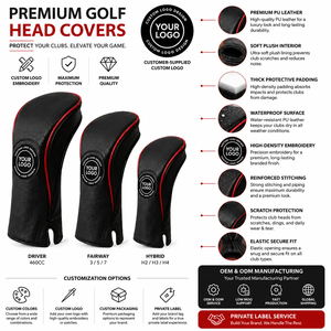 Men's Eco-Friendly Customizable <b>Golf</b> Club Head Cover PU Leather Zipper Closure Stretch Neck Sock Soft Lining Head Covers Driver - Product Image 4