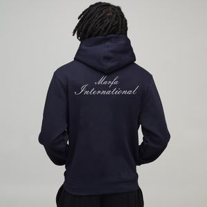 เสื้อฮู้ดดี้ผู้ชายผ้าฝ้ายฟลีซปักลายสีกรมท่า น้ำหนักเบา ระบายอากาศได้ดี อุ่นสบายสำหรับฤดูหนาว โดย Marfa International - Product Image 2