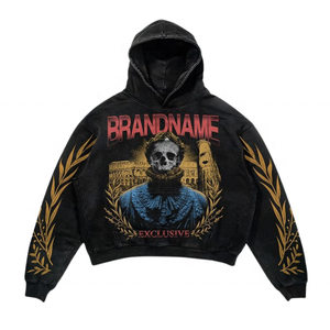 High Street Wholesale Men's Vintage Hoodie Alta calidad 100% Algodón Diseño lavado con ácido para el invierno - Product Image 1