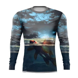 เสื้อตกปลาแขนยาวลายพรางสำหรับผู้ชาย ผลิตจากโพลีเอสเตอร์ ป้องกันแสงแดด UPF กันน้ำ รับผลิตตามแบบ OEM ไซส์พลัส - Product Image 1