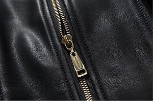 Nueva moda de alta calidad, chaqueta de cuero negra de longitud completa para hombre, cuello levantado, estilo motorista personalizado, bolsillo, lona genuina - Product Image 4
