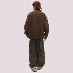 Streetwear grande taille à la mode veste en toile vintage délavée fermeture éclair personnalisée veste de travail en toile lourde pour hommes en coton et polyester - Product Image 2