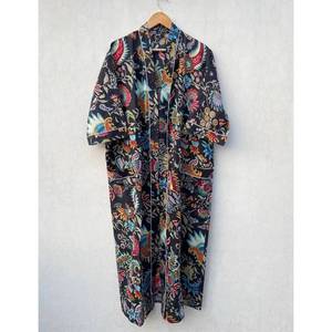 Robe Kimono en Coton Imprimée à la Main Style Bohème Taille Unique, Respirante et Légère pour l'Été et les Loisirs - Product Image 1