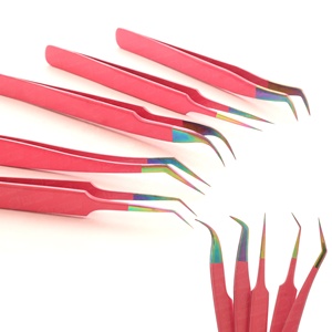Nueva gama de pinzas de extensión de pestañas de acero inoxidable, punta de fibra de sujeción fuerte, embalaje personalizado, punta afilada - Product Image 2