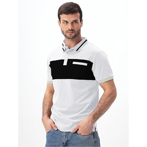 Vêtements décontractés pour hommes, col montant, grande taille, respirant, séchage rapide, couleur unie, teinture unie, toile 100% coton, poche, design personnalisé - Product Image 3