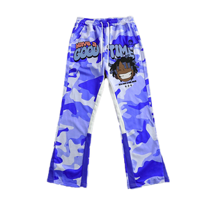 High Quality Men's Baggy Wide Leg <b>Drawstring</b> <b>Trousers</b> Men Joggers Custom Cargo Oversized Stacked High Waist Pants Men Sweatpants - Product Image 1