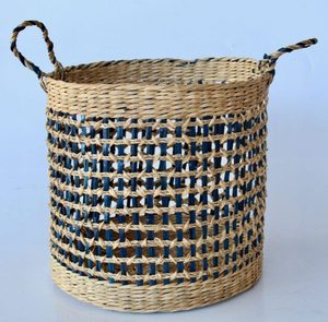 ตะกร้าหญ้าทะเลแบบมีที่จับวัสดุธรรมชาติเป็นมิตรกับสิ่งแวดล้อมสำหรับกระเป๋าและกระถาง - Product Image 5