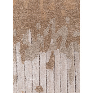 Tapis en laine et viscose tufté à la main, blanc ivoire, 10 mm, motif abstrait rayé rectangulaire pour salon, couloir - Tra-15204 - Product Image 3