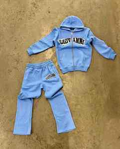 Chándal de hombre de alta calidad, conjuntos de dos piezas con estampado de logotipo personalizado, ropa de calle de invierno, conjunto de joggers apilados, chándales acampanados - Product Image 1