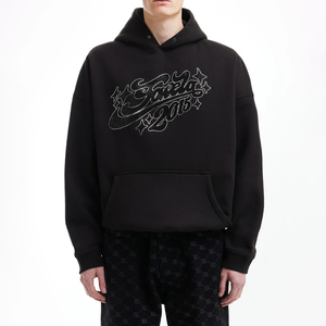 Sudaderas con Pedrería y Logotipo Personalizado de Fabricante de Alta Calidad 2025, Tejido French Terry Grueso, Corte Cuadrado con Logotipo y Pedrería - Product Image 1