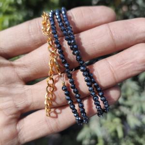 Collier ras de cou en spinelle noir AAA facetté rond de 3 mm, pierre précieuse naturelle, chaîne en argent plaqué, collier statement, mariage, fabrication de bijoux DIY - Product Image 3