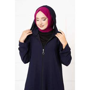 Vêtements de sécurité Abaya zippée à capuche bleu marine - Product Image 2
