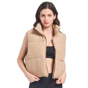 2025 chaleco acolchado sin mangas con cremallera y cuello levantado para mujer, chaleco acolchado recortado ligero para mujer, chaqueta cálida de Invierno para mujer - Product Image 3
