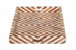 Bandeja de Servir Única con Incrustaciones de Hueso Negro, Acabado Pulido de Grado Comercial, Diseño Clásico para Hogares, Restaurantes y Decoración Navideña - Product Image 4