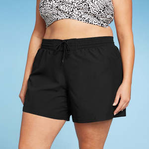 Kona Sol Pantaloncini da bagno da donna taglie forti a vita bassa con stampa Paisley in poliestere, nylon e spandex, neri, taglia 3XL - Product Image 4