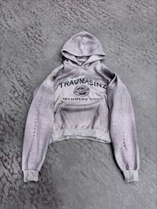 Oem Custom Streetwear 450 Gsm Heavyweight Screen Printed Distressed Vintage Acid Wash Sun Faded <b>Zip</b> <b>up</b> Rhinestone <b>Hoodies</b> - Product Image 5
