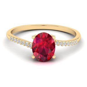 Anillo de Compromiso REYES de Diseño de Lujo, Plata de Ley 925, Corte Ovalado, Gema de Rubí de 1.25 Quilates con Moissanita, Joyería para Mujer - Product Image 1