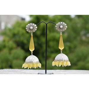 traditional new design handmade <b>silver</b> look alike brass stone stud big ghungro hoop earing for girls and women - Product Image 4