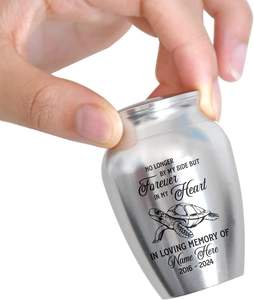 Urna de cremación conmemorativa para mascotas de tortuga plateada de tamaño personalizado, recuerdo de Metal personalizado para recuerdos de cenizas de un ser querido, regalos para - Product Image 4