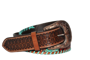 Cinturón de cuero occidental de diseño personalizado hecho a mano de calidad superior con trenzado de encaje de proveedor mayorista - Product Image 3