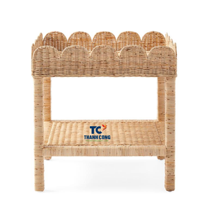 Mesa auxiliar de bambú tejida a mano respetuosa con el medio ambiente para dormitorio, sala de estar, decoración rústica de granja - Product Image 1