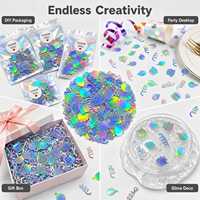 Payet PVC Holografik Multi Warna Bentuk Campuran Glitter Longgar 10-20Mm Hiasan Kerajinan Dekoratif Dekorasi Pesta JM