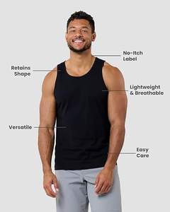 Hot Sale <b>Black</b> Men's Muscle Gym <b>Vest</b> Wrestling SingletsBasic Tank Tops for Men - Minimal Plain Tanks for Beach Exercise - Product Image 3